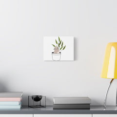 Cat in a Planter Canvas Print — Minimal Plant Lover Wall Art