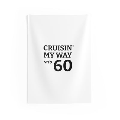 Cruisin' My Way Into 60 Wall Tapestry — Funny 60th Birthday Decor